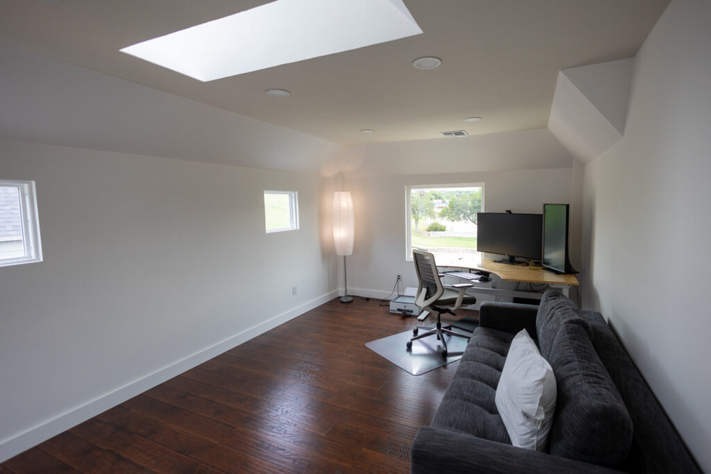 Finished walls, flooring, and paintwork.
