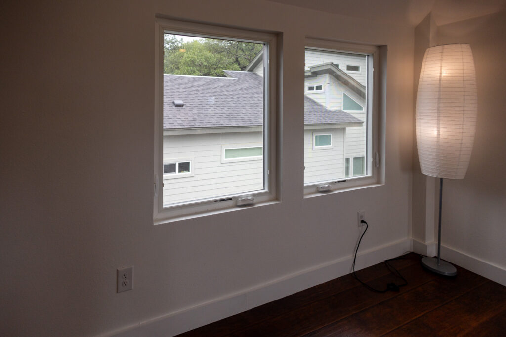 Finished windows, walls, flooring, and paintwork.